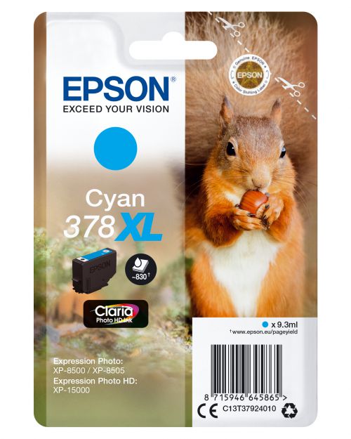 Epson Squirrel 378XL (9.3ml) Claria Photo HD Cyan Ink Cartridge