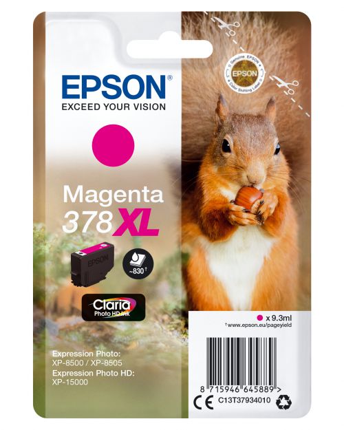 Epson Squirrel 378XL (9.3ml) Claria Photo HD Magenta Ink Cartridge