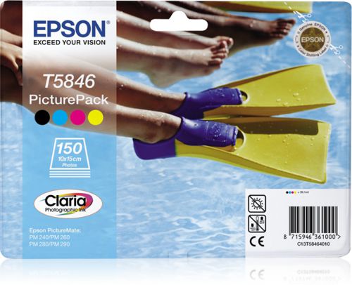Epson Picture Pack containing T5846 Tri-Colour Photo Cartridge + Photo Paper (150 Sheets) for PictureMate 240/280
