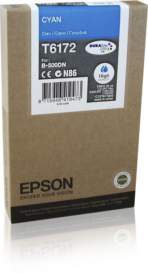 Epson T6172 High Capacity Cyan Ink Cartridge for B500DN