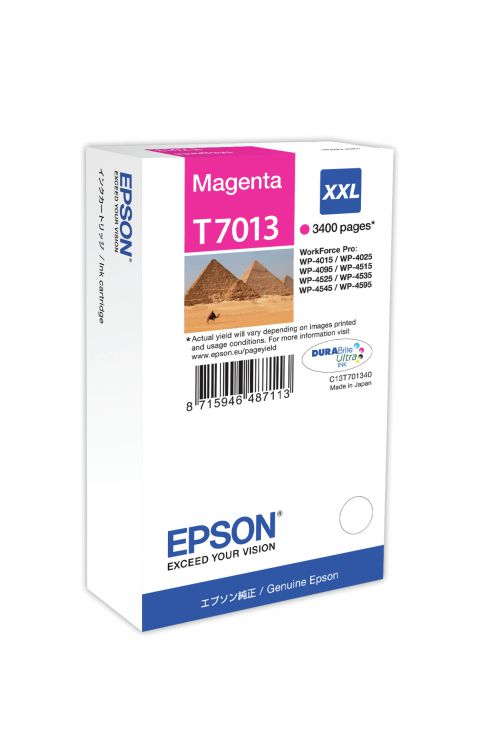 Epson Pyramid T7013 XXL (Yield: 3,400 Pages) Extra High Yield Magenta Ink Cartridge
