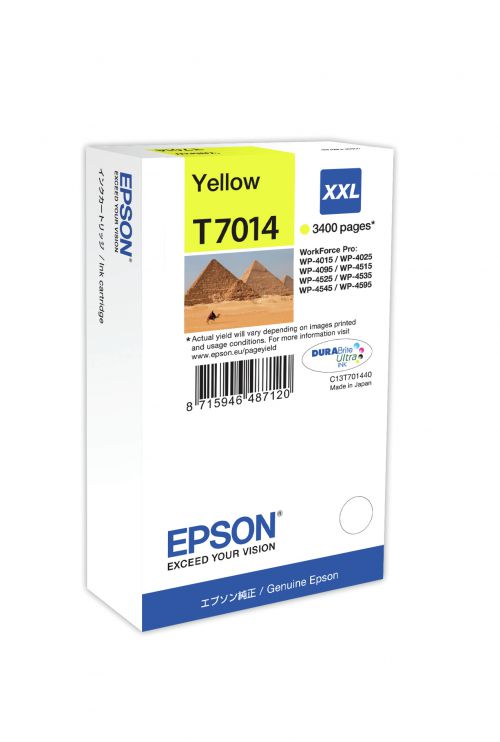 Epson Pyramid T7014 XXL (Yield: 3,400 Pages) Extra High Yield Yellow Ink Cartridge