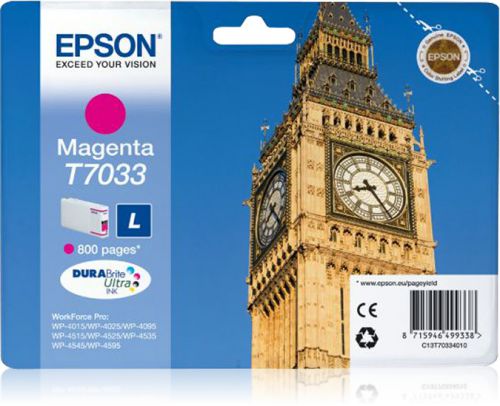 Epson Big Ben T7033 (Yield: 800 Pages) Magenta Ink Cartridge