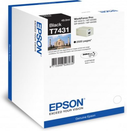 Epson T7431 Black Ink Cartridge (Yield 2500 Pages) for WorkForce Pro WP-M4000/WP-M4500 Series Inkjet Printers