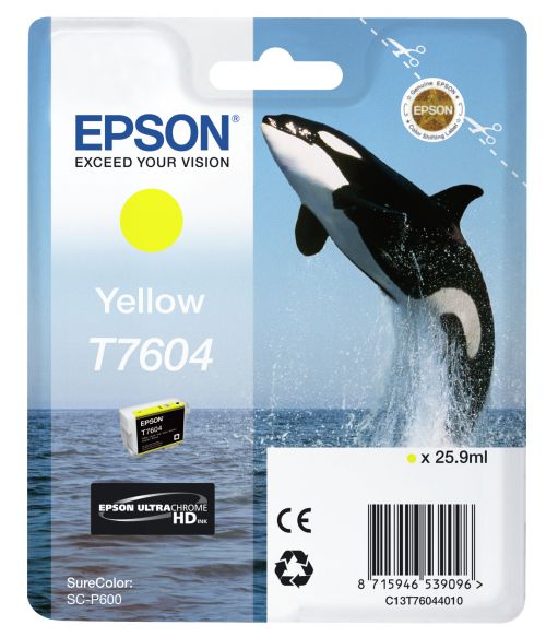 Epson T7604 (25.9ml) Yellow Ink Cartridge for SureColor SC-P600 Printer