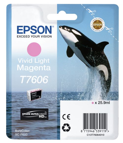 Epson T7606 (25.9ml) Vivid Light Magenta Ink Cartridge for SureColor SC-P600 Printers