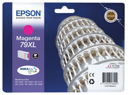 Epson Tower of Pisa 79XL (Yield: 2,000 Pages) High Yield Durabrite Magenta Ink Cartridge
