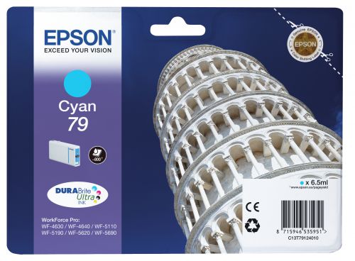 Epson Tower of Pisa 79 (Yield: 800 Pages) Durabrite Cyan Ink Cartridge