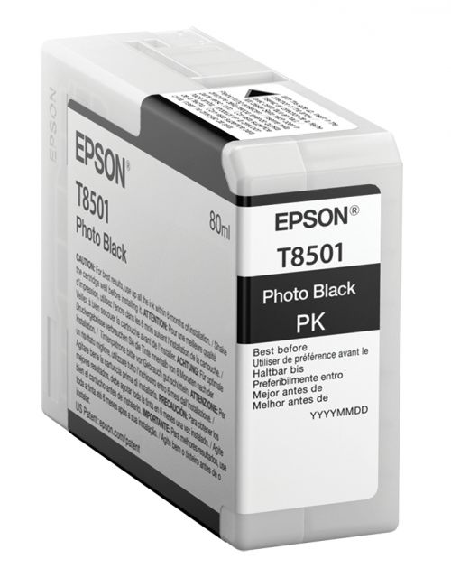 Epson T8501 (80ml) UltraChrome HD Photo Black Ink Cartridge for SureColor SC-P800 Photo Printer