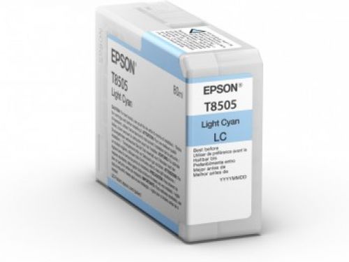 Epson T8505 (80ml) UltraChrome HD Light Cyan Ink Cartridge for SureColor SC-P800 Photo Printer