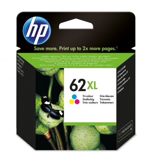 HP 62XL (Yield 415 Pages) Tri-colour Original Ink Cartridge for ENVY 5640/ENVY 7640/Officejet 5740 e-All-in-One Inkjet Printers