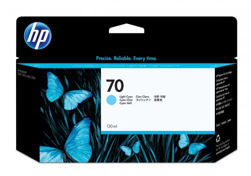 HP 70 Light Cyan Colour Ink Cartridge (130ml) with Vivera Ink