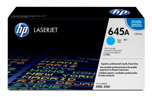 HP 645A (Yield: 12,000 Pages) Cyan Toner Cartridge