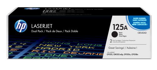 HP 125A (Yield: 2,200 Pages) Black Toner Cartridge Pack of 2