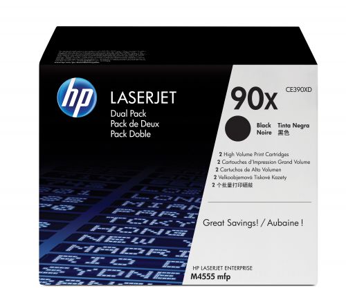 HP 90X (Yield: 24,000 Pages) High Yield Black Toner Cartridge Pack of 2