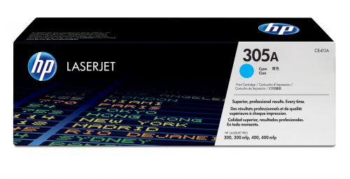 HP 305A (Yield: 2,600 Pages) Cyan Toner Cartridge