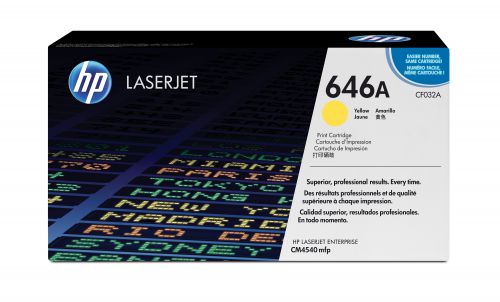 HP 646A Yellow Smart Print Cartridge (Yield 12,500 Pages) for Colour LaserJet Enterprise CM4540mfp Printers