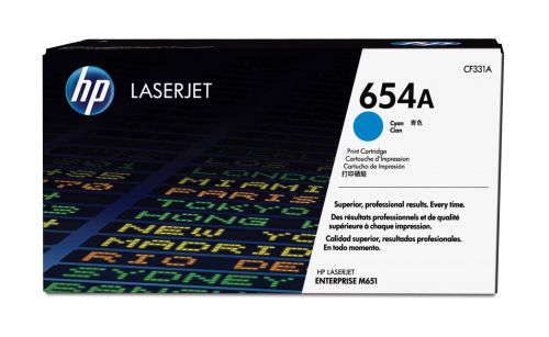 HP 654A (Yield: 15,000 Pages) Cyan Toner Cartridge