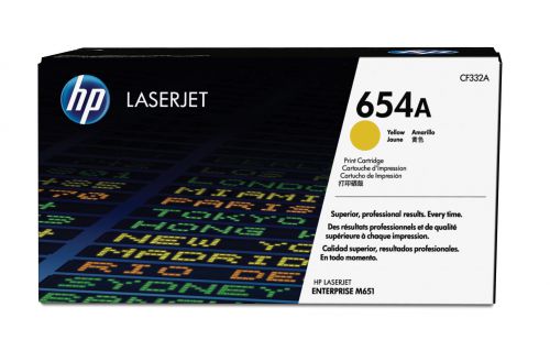 HP 654A (Yield: 15,000 Pages) Yellow Toner Cartridge