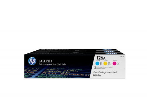 HP 126A (Yield: 1,000 Pages) Cyan/Magenta/Yellow Toner Cartridge Pack of 3