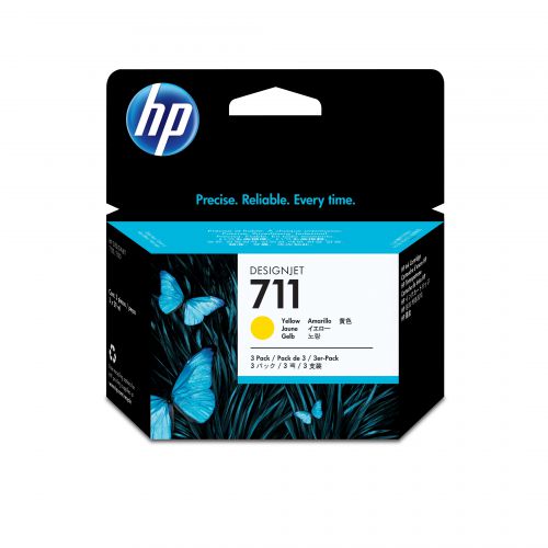 HP 711 (Volume: 29ml) Yellow Ink Cartridge Pack of 3
