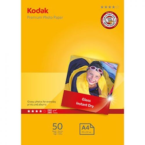Kodak (A4) 240g/m2 Premium Photo Gloss Paper (1 x 50 Sheets)