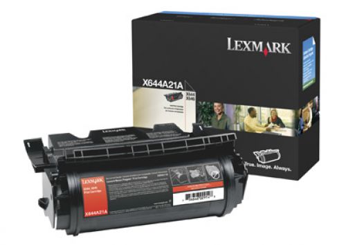 LEXX644A21E | Lexmark 0X644A21E black toner cartridge for use with X642E & X646DTE printers. Page yield 10000 standard pages.