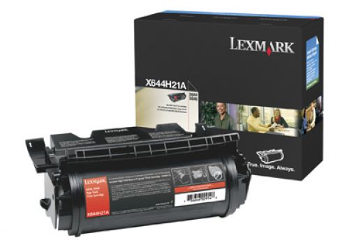 LEXX644H21E | Lexmark 0X644H21E high yield toner cartridge black for use with X642E & X646DTE printers. Page yield 21000 standard pages.