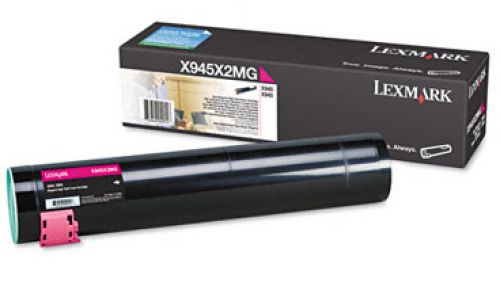 LEXX945X2MG | Lexmark X945X2MG magenta high yield toner cartridge for use with X94x printers. Page yield 22000.