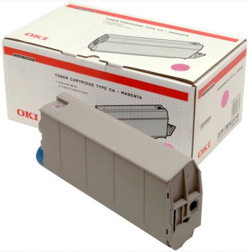 OKI Type C4 Magenta Toner Cartridge (Yield 10,000 Pages) for C7100/7300/7500 Printers