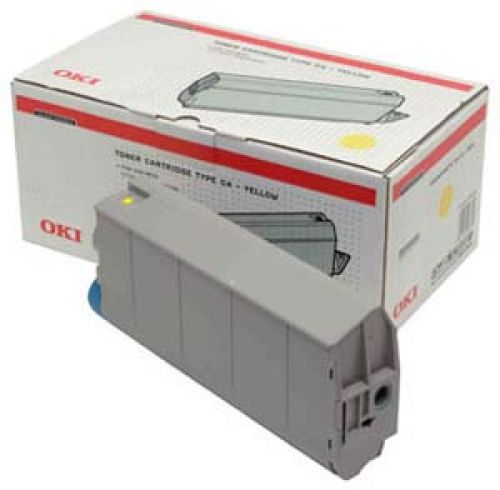 OKI Type C4 Yellow Toner Cartridge (Yield 10,000 Pages) for C7100/7300/7500 Printers
