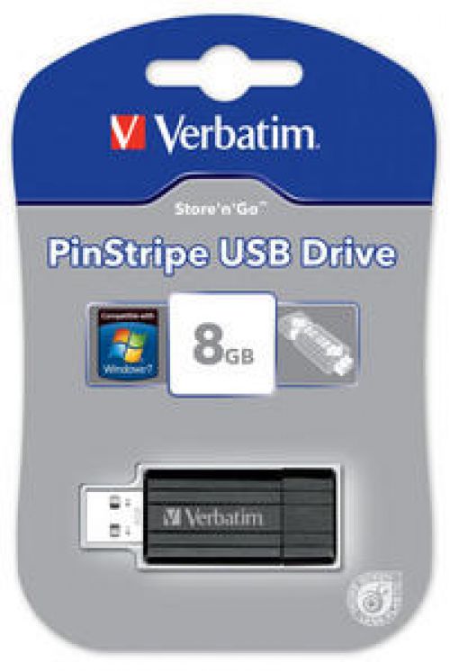 Verbatim USB 2.0 Drive 8GB Store'N'Go Pinstripe Black 49062