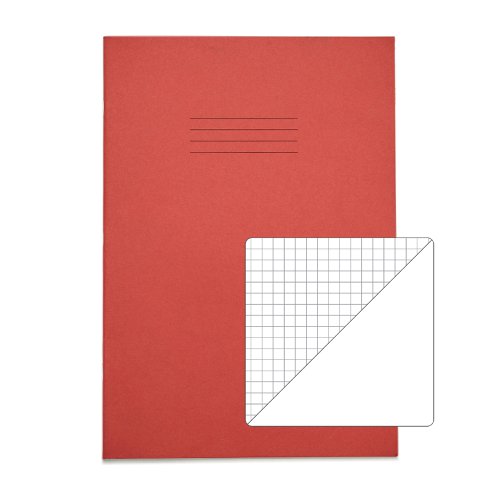 Rhino Exercise Book Plain 5mm Square Alternate A4 Red 64 Page Pack of 100 Ex67790-5 3P
