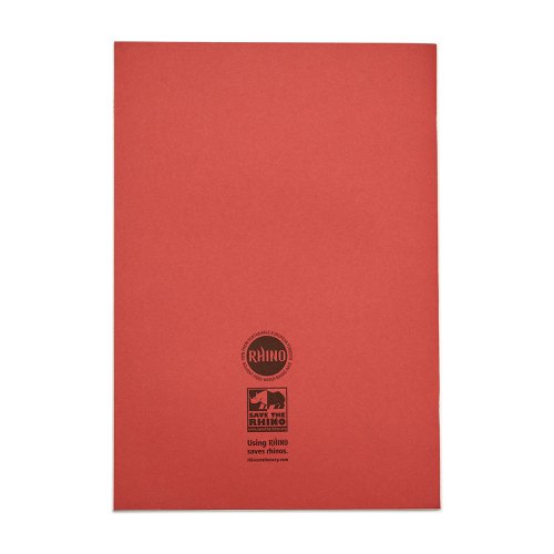 22702 Rhino Exercise Book Plain 5mm Square Alternate A4 Red 64 Page Pack of 100 Ex67790-5 3P