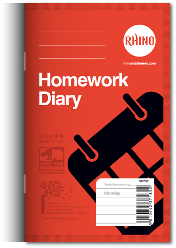 RHINO A6+ Homework Diary 84 Page, 6-Day Week