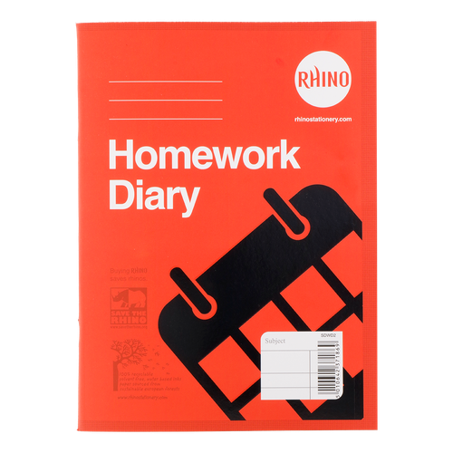 RHINO 8 x 6 Homework Diary 84 Page, 5-Day Week