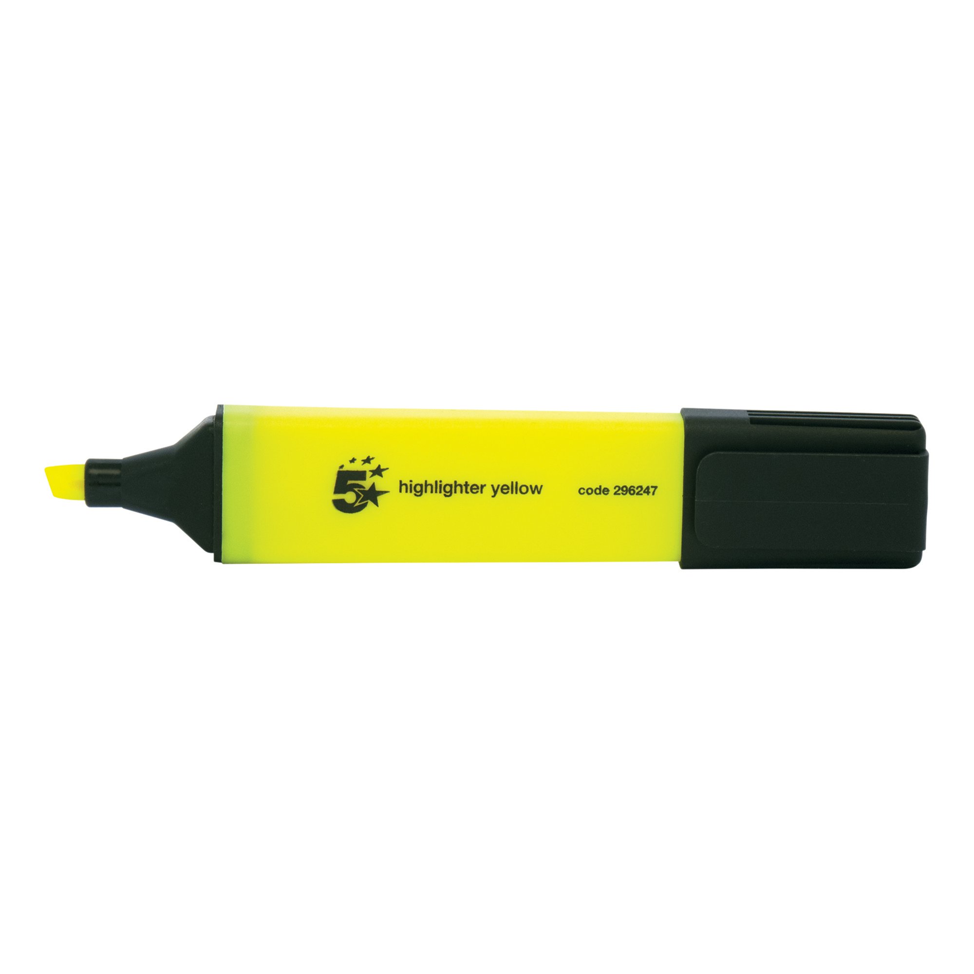 5 Star Highlighter Chisel Tip 1-5mm Line Yellow (Pack of 12) 296247