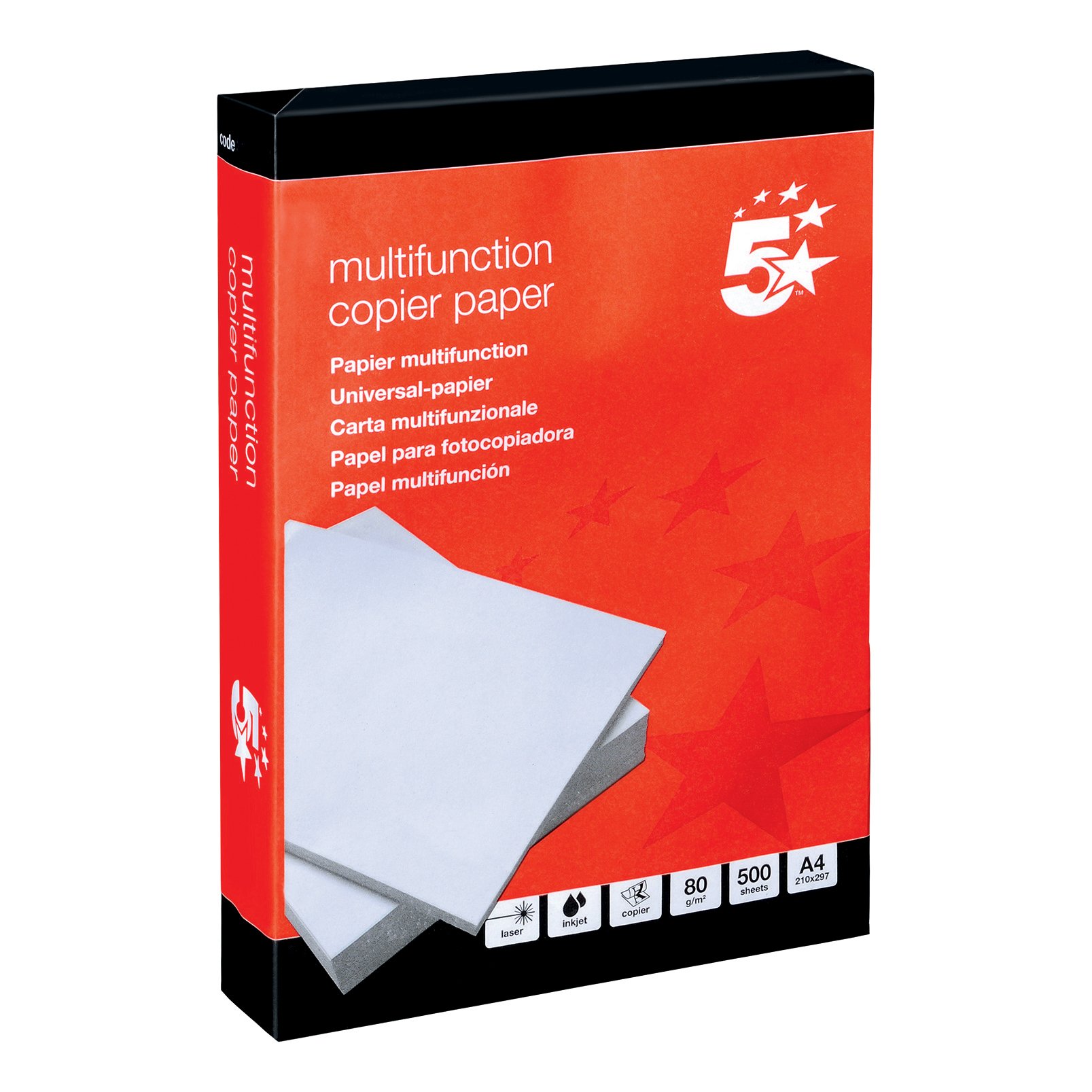 5 Star A4 Multifunctional Copier Paper 80gsm White Ream-Wrapped (Pack of 2500) 297293