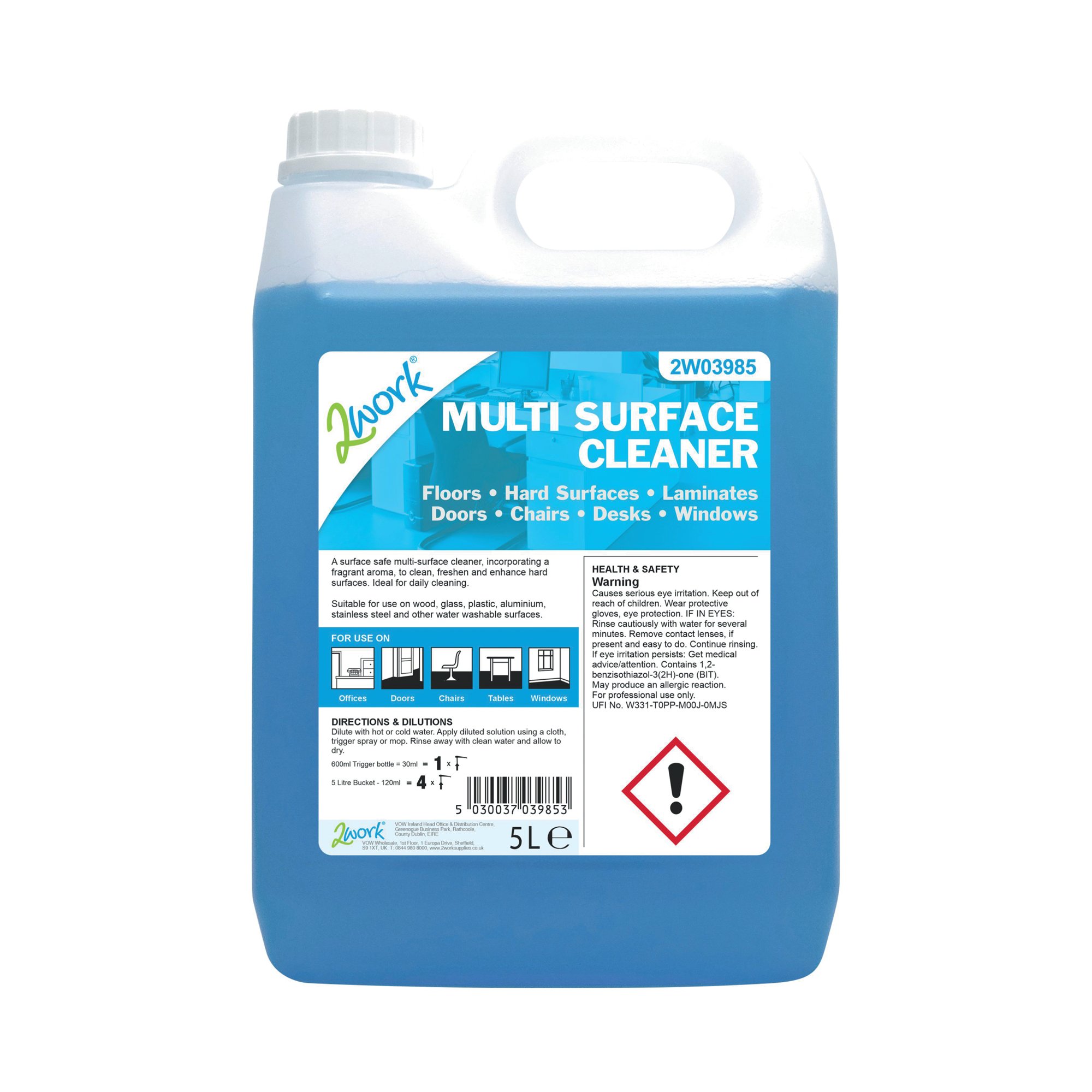 2Work Multi Surface Cleaner Concentrate 5 Litre 2W03985