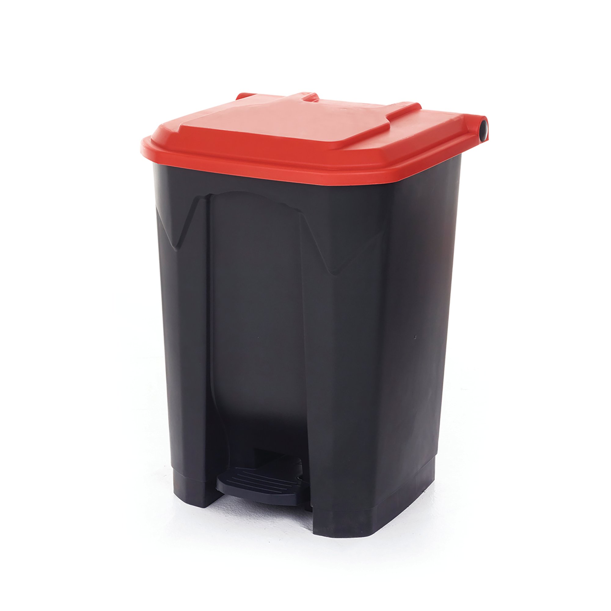 2Work Pedal Bin with Coloured Lid 50L Grey/Red 380x410x560mm 2W10770