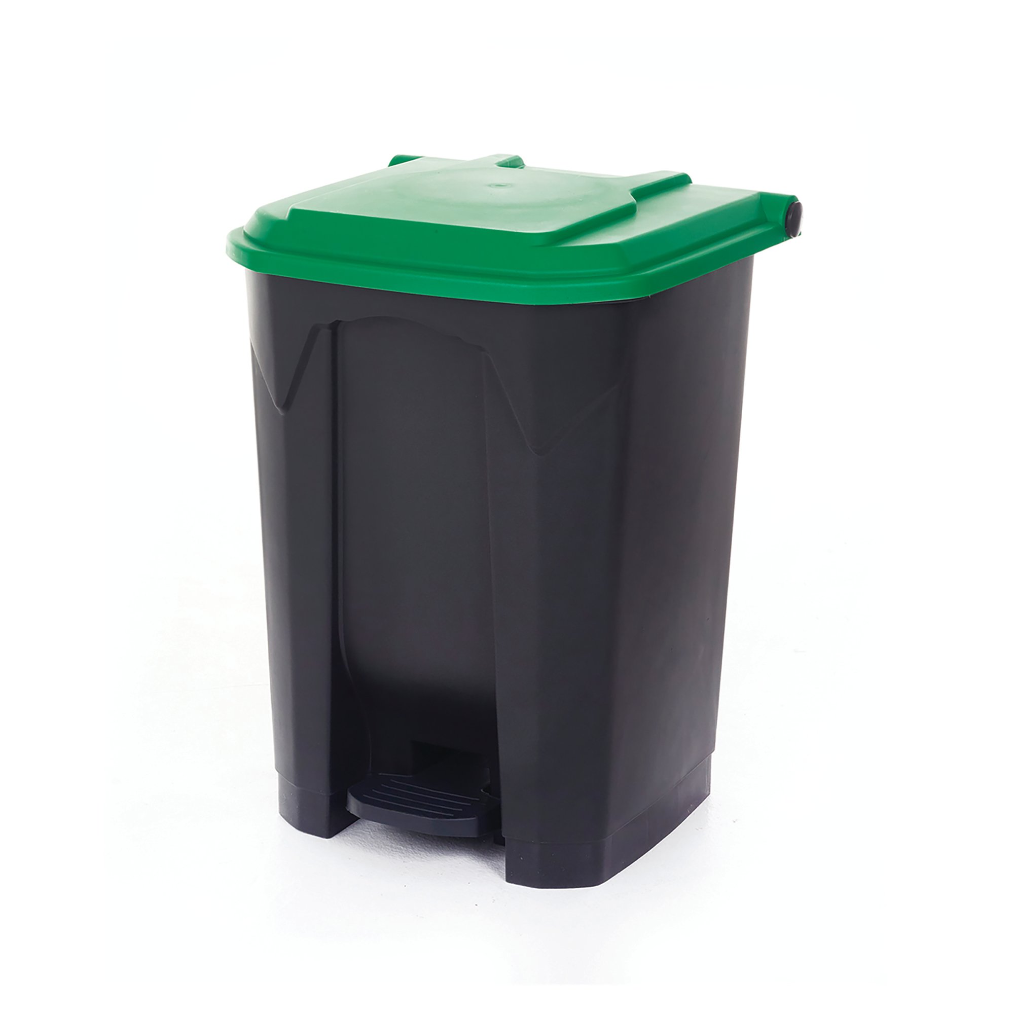2Work Pedal Bin with Coloured Lid 50L Grey/Green 380x410x560mm 2W10772