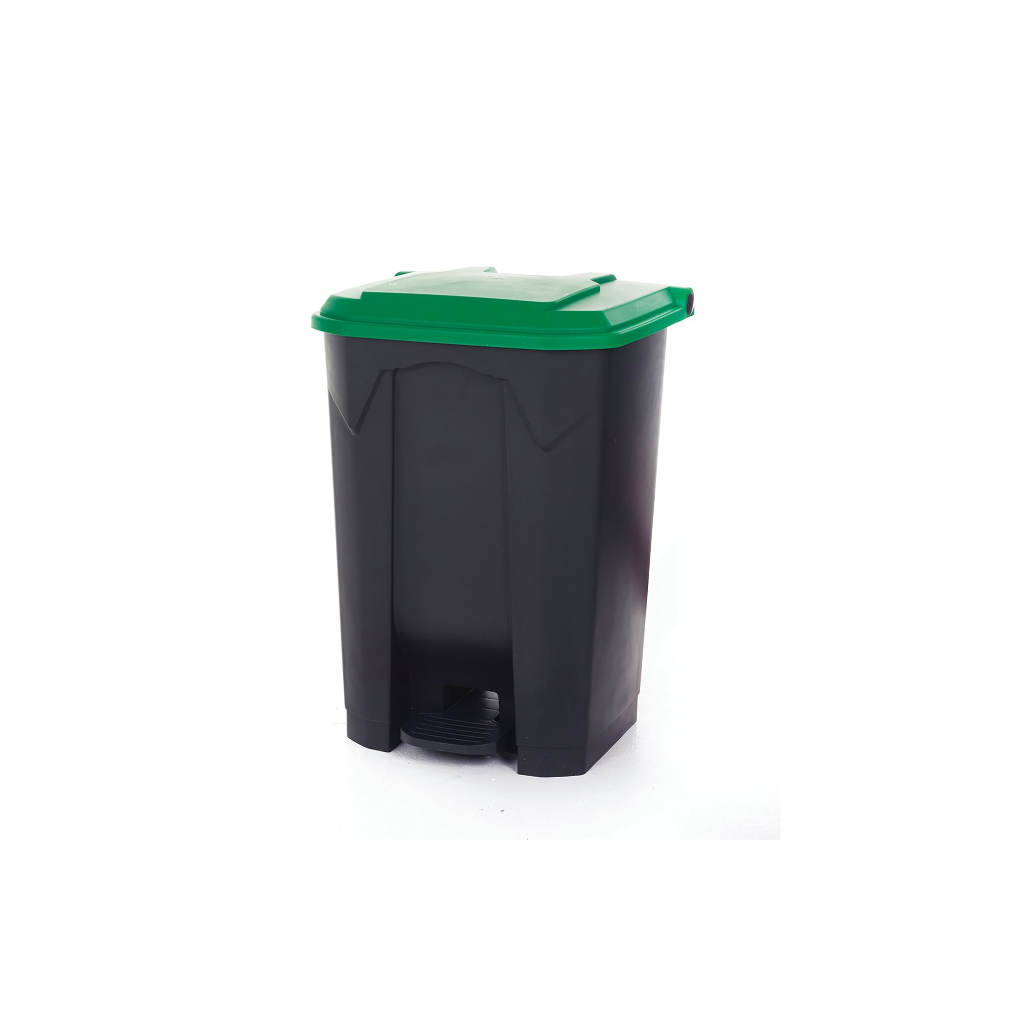 2Work Pedal Bin with Coloured Lid 80L Grey/Green 410x470x670mm 2W10776