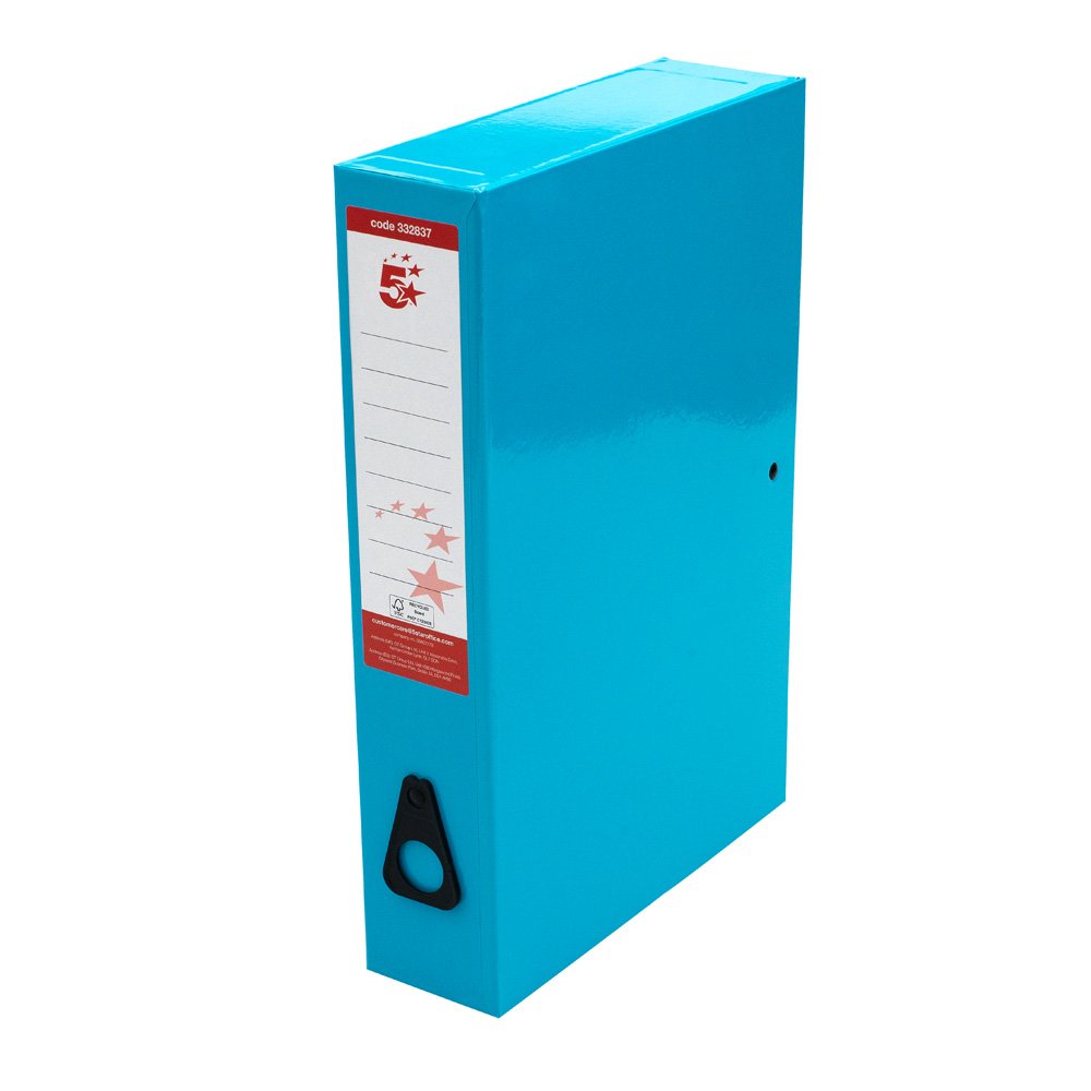 5 Star Box File Foolscap Blue (Pack of 5) 332837