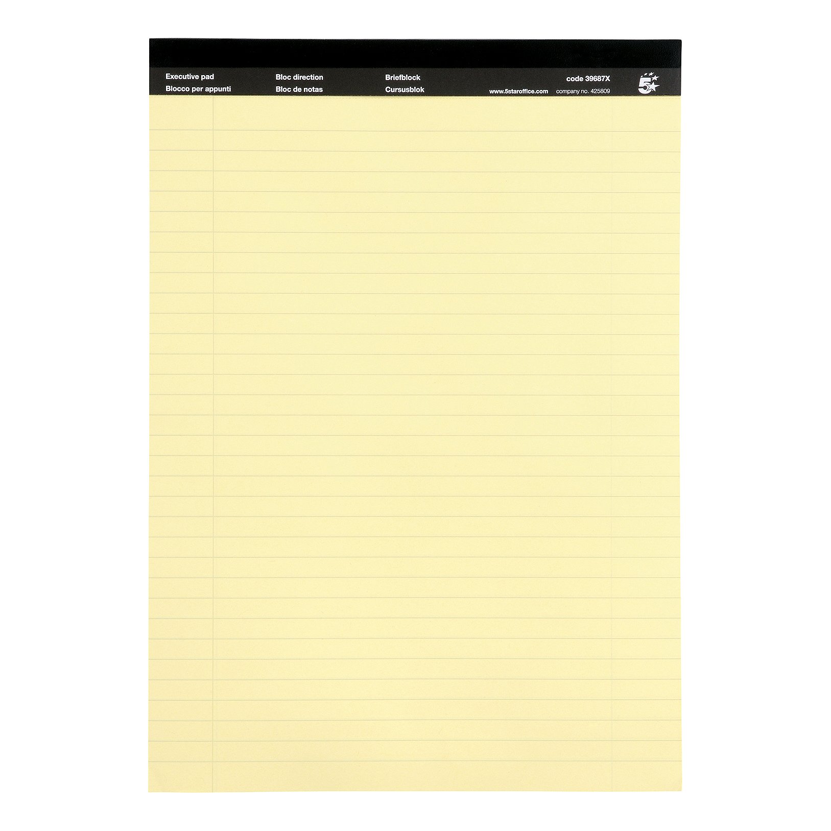 5 Star Executive Headbound Pad Ruled Perforated 65gsm 100 Page A4 Yellow (Pack of 10) 39687X