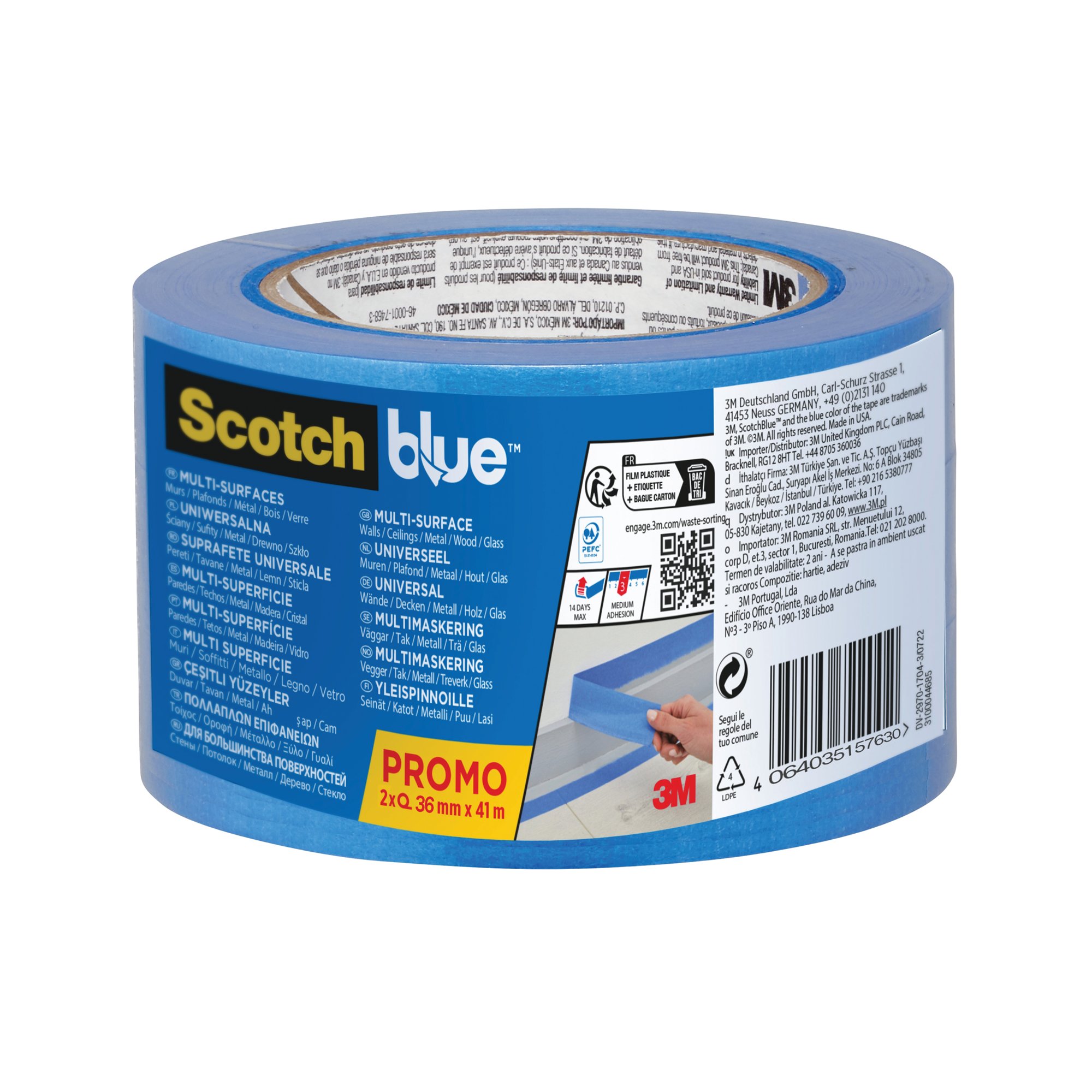 ScotchBlue Multi-Surface Masking Tape 36mm x 41m (Pack of 2) 7100327193