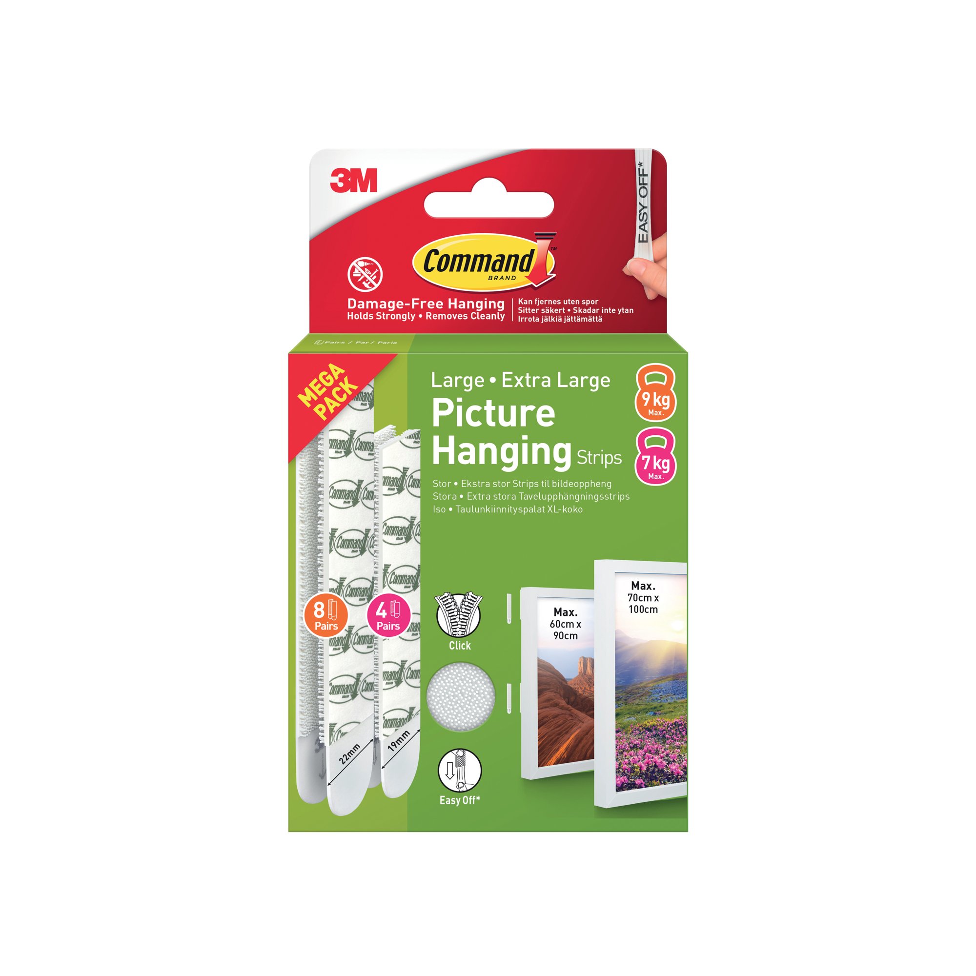 Command Picture Hanging Strips 12 Pairs Large + Extra Large White (Pack of 24) 7100336386