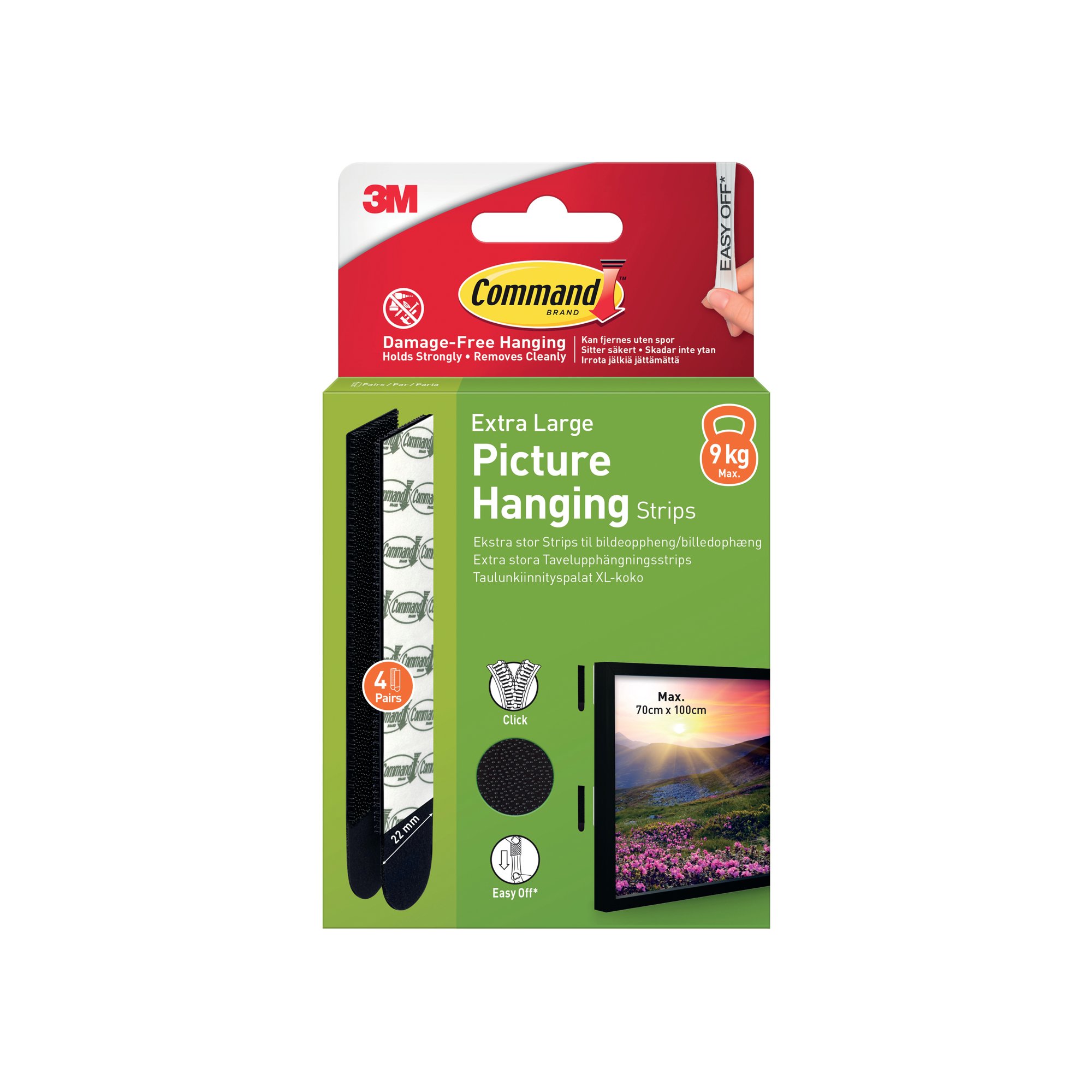 Command Picture Hanging Strips 4 Pairs Extra Large Black (Pack of 8) 7100337107