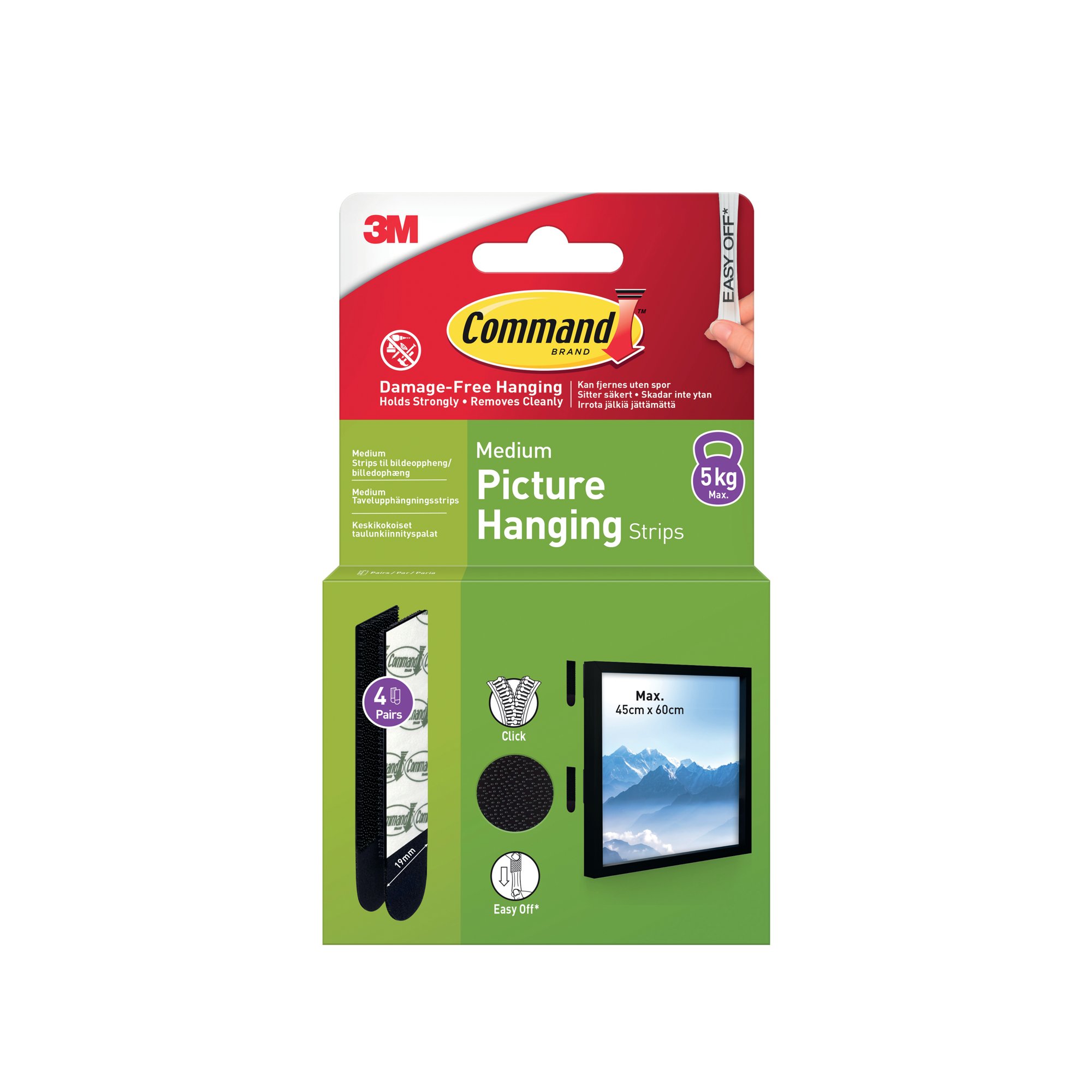 Command Picture Hanging Strips 4 Pairs Medium Black (Pack of 8) 7100337170
