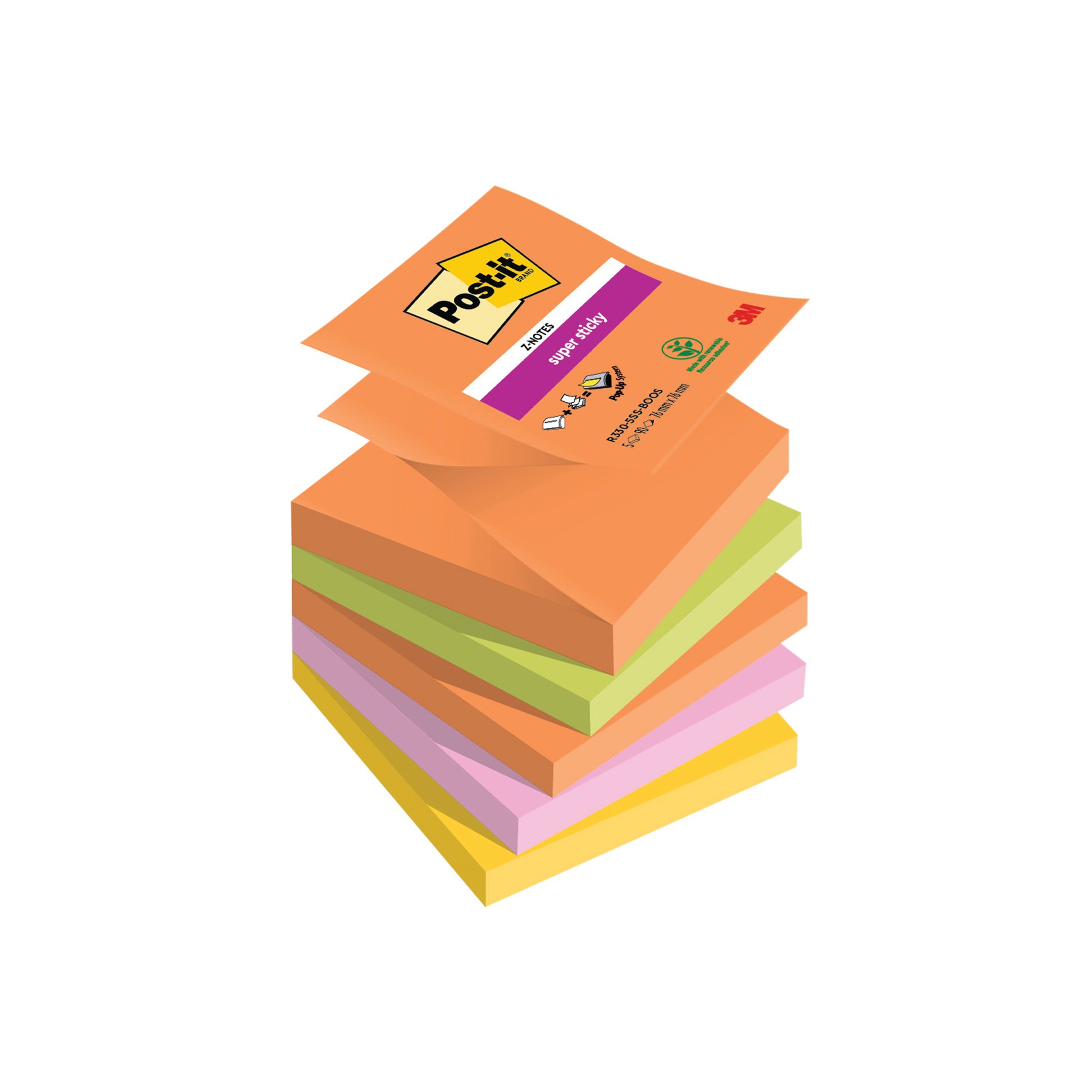 Post-it Super Sticky Z-Notes Boost 76x76mm Pack of 5 R330-5SS-BOOS