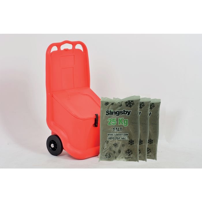 Mobile Salt and Grit Bin Kit Red 75L with De-icing Salt 418885